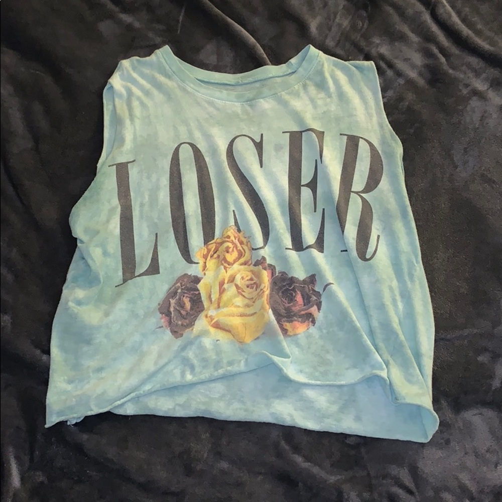 Green graphic print muscle tee